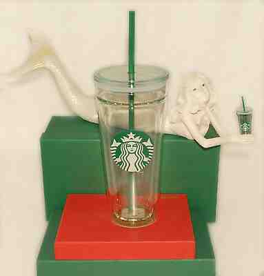 STARBUCKS - 2017 - Clear GLASS Siren LOGO  Double Wall Cold Cup VENTI 20 oz *NEW - Sold on eBay Jun, 24th 2019 for $59.99