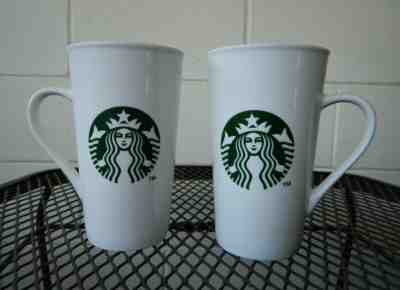   2014 STARBUCKS 16 OZ MERMAID LOGO TALL COFFEE CERAMIC CUP  GREEN WHITE - Sold on eBay Jun, 24th 2019 for $16.99
