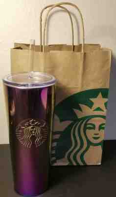 New 2019 Starbucks Cold Cup Iridescent Pink Purple Stainless Steel Tumbler 24 Oz - Sold on eBay Jun, 24th 2019 for $39.95