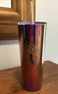 NEW 2019 STARBUCKS TUMBLER COLD CUP IRIDESCENT PINK PURPLE STAINLESS STEEL 24oz - Sold on eBay Jun, 24th 2019 for $29.95