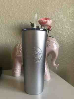 Starbucks SILVER Matte Glitter Tumbler Stainless Steel Cold Cup 16oz - Sold on eBay Jun, 24th 2019 for $24.99