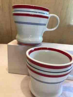 Starbucks Coffee Company 2007 Red Striped 12oz Mug Cup Retro Diner Curve Set 2 - Sold on eBay Jun, 24th 2019 for $22.00