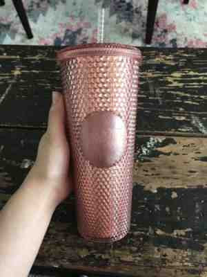 Starbucks Rose Gold Venti Tumbler Cup Pink Rhinestone Sparkling 24oz Summer 2019 - Sold on eBay Jun, 24th 2019 for $45.00