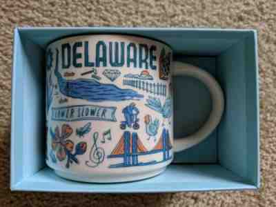 Starbucks Ceramic Tumbler 12 oz Delaware Blue Hen Dot fashion Collection RARE 2017