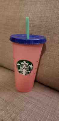 Starbucks Color Changing Reusable 1 Rose Pink Color Cup with Lid & Straw  - Sold on eBay Jun, 23rd 2019 for $20.00