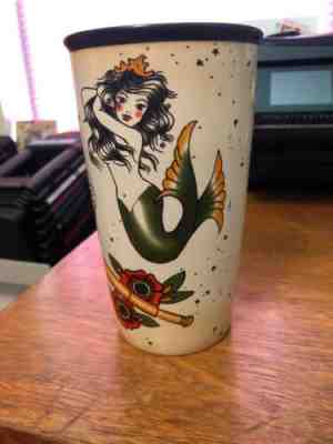 Starbucks Mermaid Siren Tattoo Ceramic Travel Mug Tumbler 12 oz 2015 Double Wall - Sold on eBay Jun, 23rd 2019 for $43.00