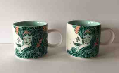 AMAZING STARBUCKS 2018 MERMAID SIREN PAIR OF AQUA GREEN 12 OZ. COFFEE MUGS-NEW - Sold on eBay Jun, 23rd 2019 for $38.49