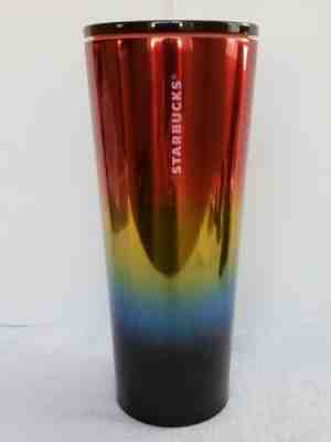 Rare NIP Starbucks 2019 Metallic Rainbow Sunset Iridescent Tumbler 24 oz cup - Sold on eBay Jun, 23rd 2019 for $23.50