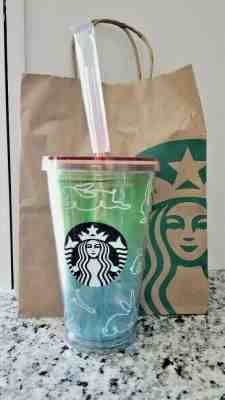STARBUCKS 2019 LIMITED EDITION RAINBOW EASTER BUNNY 16 oz. GRANDE COLD TUMBLER  - Sold on eBay Jun, 23rd 2019 for $19.99