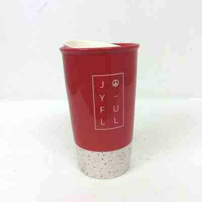 Starbucks Ceramic Tumbler Red Joyful Ceramic Lid 12 oz Holiday 2017 Travel Mug - Sold on eBay Jun, 23rd 2019 for $19.99