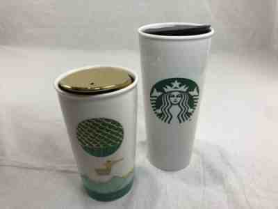 Starbucks Travel Mug Lot 2014 Green Dot Hot Air Balloon Ceramic  - Sold on eBay Jun, 23rd 2019 for $34.99