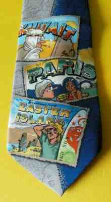 RARE HTF STARBUCKS DOONESBURY G.Trudeau Mens Neck TIE Kuwait Paris Easter Island - Sold on eBay Jun, 23rd 2019 for $19.99