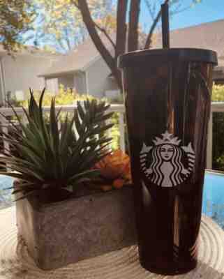 Starbucks Venti Cold Cup Black Brown Tortoise Shell Print Tumbler 24 oz New - Sold on eBay Jun, 23rd 2019 for $26.79