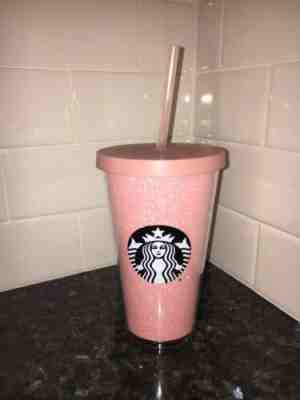 2017 Starbucks Rose Gold Pink Glitter Cold Cup Tumbler 16 oz Grande Brand New! - Sold on eBay Jun, 22nd 2019 for $49.99