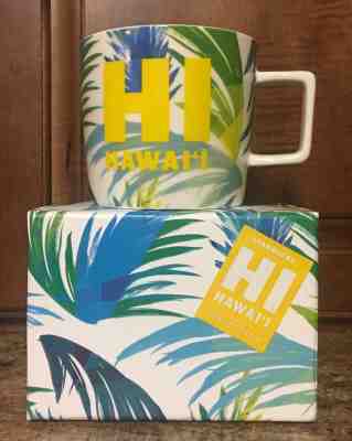 NIB Hawaii Collection STARBUCKS Blue Palm Fronds 14oz Coffee Tea Mug 2016  - Sold on eBay Jun, 22nd 2019 for $19.00