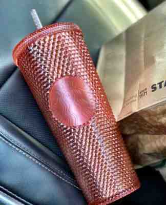 Starbucks Pink Tumbler 2019 Rose Gold Radiant Iridescent Jeweled 24oz Cold Cup - Sold on eBay Jun, 22nd 2019 for $32.99