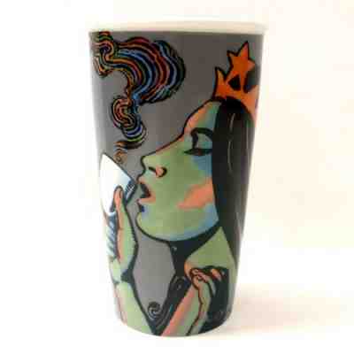 Starbucks 2016 Ceramic Tumbler Mug Siren Mermaid 12 oz Gray 25th Anniversary - Sold on eBay Jun, 22nd 2019 for $22.99