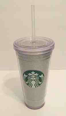 Starbucks Tumbler Silver Glitter Holiday 2018 cold cup with lid and straw new  - Sold on eBay Jun, 22nd 2019 for $16.00