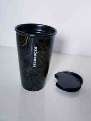 STARBUCKS COFFEE 2018 BLACK GOLD SPARKLE 12 oz CERAMIC TRAVEL COFFEE MUG CUP  - Sold on eBay Jun, 22nd 2019 for $20.00