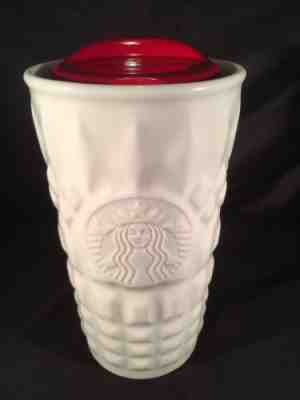 EUC Starbucks WHITE Mug 2014 DOT Geometric Relief Diamond BONE CHINA Travel CUP - Sold on eBay Jun, 22nd 2019 for $18.99
