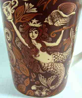 Starbucks 2007 Split Tail Siren 35th Anniversary Mermaid Coffee Mug Brown 13oz  - Sold on eBay Jun, 22nd 2019 for $23.98