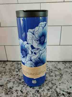NEW Starbucks Summer 2019 Stainless Steel Insulated Blue Floral Tumbler Cup 16oz - Sold on eBay Jun, 22nd 2019 for $27.95