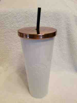 Starbucks WHITE Stainless Tumbler W/ Rose Gold Lid  24oz NWT RARE!!!  2017 - Sold on eBay Jun, 22nd 2019 for $55.00