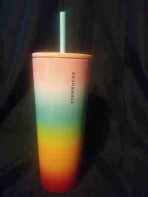 New Starbucks Ombre Rainbow Tumbler Summer Collection 2019 Venti 24oz SS  - Sold on eBay Jun, 22nd 2019 for $24.99