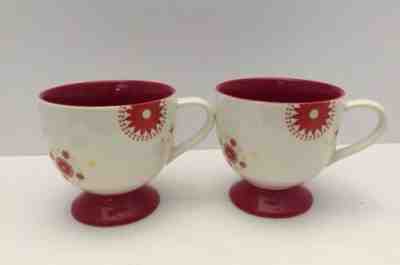 Set of 2 Starbucks 2006 Holiday Red & White Footed Coffee Cup 12 Oz - Sold on eBay Jun, 22nd 2019 for $18.99