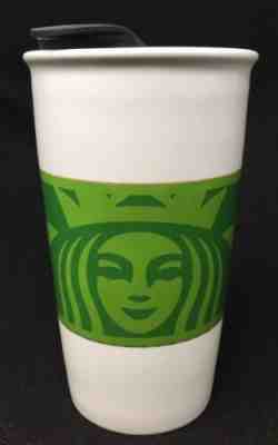 Starbucks White Green Ceramic Sleeve 12 Oz Tumbler Siren Mermaid Logo Lid 2012 - Sold on eBay Jun, 22nd 2019 for $18.34
