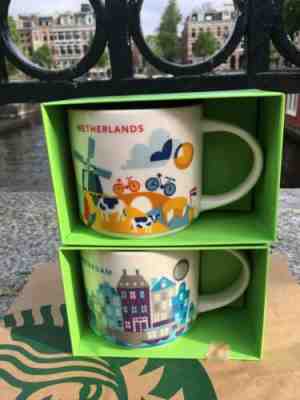 Starbucks YAH Amsterdam Netherlands You Are Here Mug Set x 2 With Punch Card - Sold on eBay Jun, 22nd 2019 for $119.90