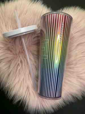 LOVE PRIDE Summer 2019 Starbucks Cold Cup Rainbow Stripe Tumbler 24 fl oz NEW - Sold on eBay Jun, 22nd 2019 for $27.99