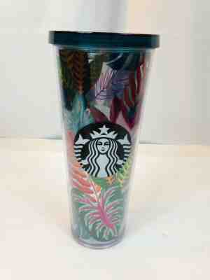 Starbucks Floral Venti Cold Cup Tumbler Clear flowers plants  24 fl oz - Sold on eBay Jun, 21st 2019 for $15.99