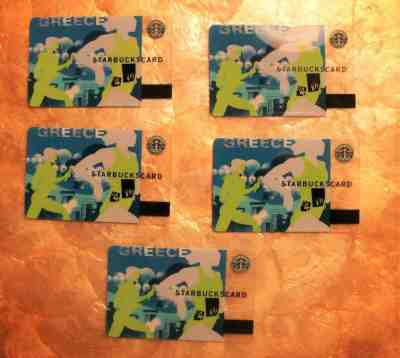 5 Starbucks 2004 USA Greece / Greek Olympics Cards (4 with PIN covered) - Sold on eBay Jun, 21st 2019 for $24.79