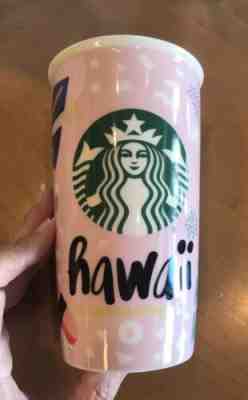 NEW 2016 Starbucks Hawaii Ceramic Travel Tumbler mug Musibi Monstera - Sold on eBay Jun, 21st 2019 for $38.00