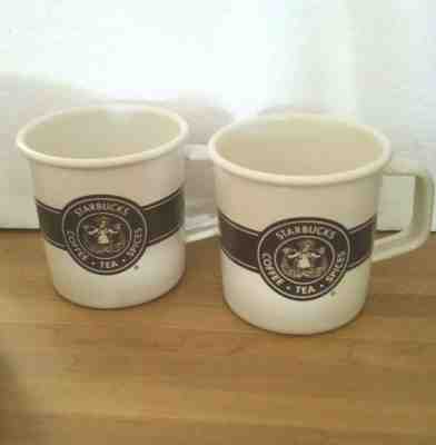 NWOB SET OF 2  STARBUCKS Enamel Tin Metal Mug  14 oz NAKED MERMAID CAMPING NEW - Sold on eBay Jun, 21st 2019 for $24.88