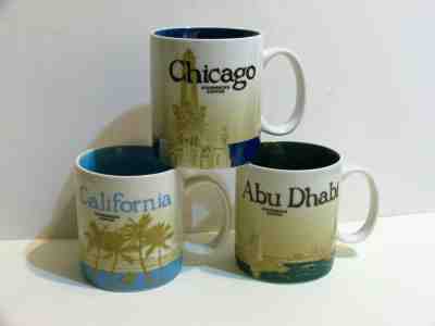 Starbucks You Are Here Mugs Lot of 3 Cups Chicago California Abu Dabih  - Sold on eBay Jun, 21st 2019 for $39.99