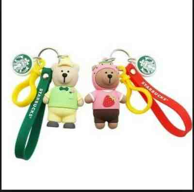 [Set of 2] Starbucks Keychain Bears: Strawberry and Matcha - NEW, US SELLER - Sold on eBay Jun, 20th 2019 for $25.00