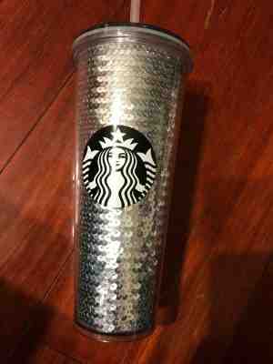 NEW Starbucks SILVER Sequins Venti Cold Drink Cup Tumbler 24 OZ FREE SHIPPING - Sold on eBay Jun, 27th 2019 for $24.99