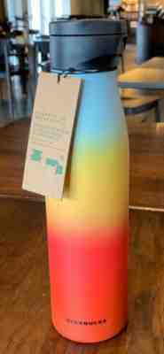 NEW Summer 2019 RAINBOW Starbucks Magnetic lid Stainless Steel Water Bottle 20oz - Sold on eBay Jun, 27th 2019 for $35.00