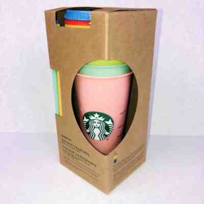 Starbucks Color Changing Reusable Cold Cups Pack of 5 w/ Lids & Straws 24oz - Sold on eBay Jun, 27th 2019 for $72.50
