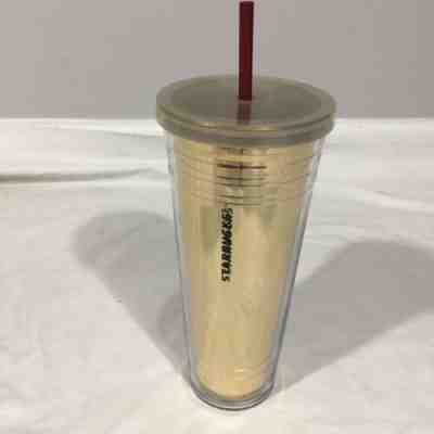 Starbucks Venti 24oz Cold Cup Travel Tumbler Gold With Straw And Lid Insulated - Sold on eBay Jun, 27th 2019 for $17.99