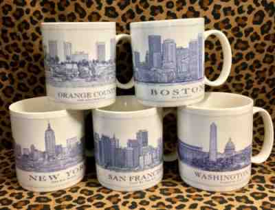 5 Starbucks Architecture Mugs San Francisco New York Boston Orange County D.C. - Sold on eBay Jun, 27th 2019 for $48.00