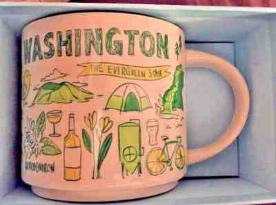Starbucks “Been There” Series WASHINGTON Coll. 14oz Green Ceramic Coffee Mug NIB - Sold on eBay Jun, 27th 2019 for $22.50