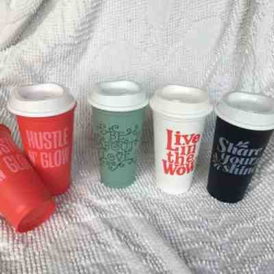 Starbucks LIVE IN THE WOW Be About Love Share Your Shine Lot Plastic Coffee Cup - Sold on eBay Jun, 27th 2019 for $29.99