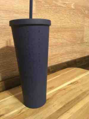 NEW Starbucks 2017 Navy Blue Patterned Tumbler w Straw  24 oz Cold beverages - Sold on eBay Jun, 27th 2019 for $21.00