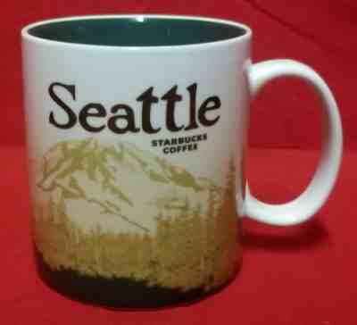 2008 Starbucks Collector Series Seattle WA Skyline Mt Rainier Coffee Mug 16oz - Sold on eBay Jun, 27th 2019 for $79.99