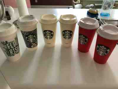 Starbucks Set Of 6 Unused Reusable To Go Cups With Lids 16 Oz.  - Sold on eBay Jun, 27th 2019 for $20.00