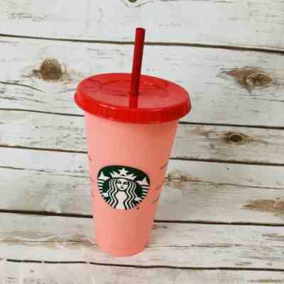 Starbucks Cup 1 Reusable COLOR CHANGING Cold Cup Rose/Coral Red 24oz  - Sold on eBay Jun, 27th 2019 for $22.99
