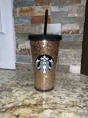 NEW Starbucks 2018 Holiday Glitter Stars Gold and Black Cup Tumbler 16oz  - Sold on eBay Jun, 26th 2019 for $27.99
